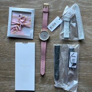 Rosefield - The City Bloom Pink Gold Watch with Two Extra Bands and Scarf